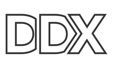 DDX logo tasarım şablonu güçlü ve modern kalın metin ile. Basit ve minimal tipografi içeren ilk tabanlı vektör logosu. Moda şirket kimliği.