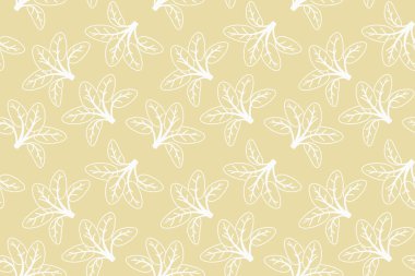 El çizimi çiçek desenli vektör tasarımı. Bitki ve yaprak ile basit bir süs. Kumaş baskı kumaşı.