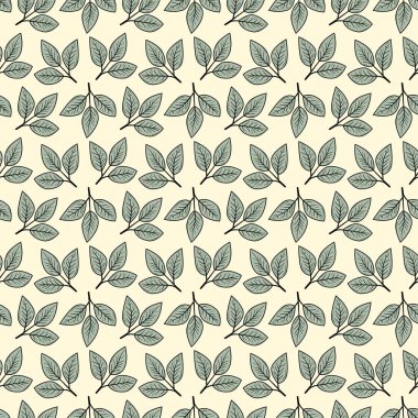 El çizimi çiçek desenli vektör tasarımı. Bitki ve yaprak ile basit bir süs. Kumaş baskı kumaşı.