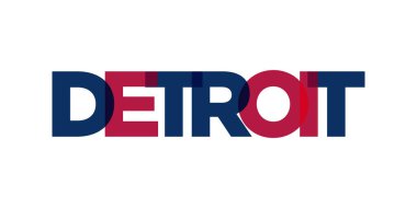 Detroit, Michigan, ABD tipografi sloganı. Baskı ve web ürünleri için grafik şehir harfleriyle Amerika logosu.