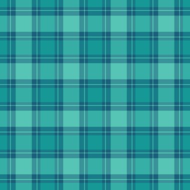 Tekstil arkaplan kumaşının desen dokusunu siyanür ve deniz mavisi renklerinde ekose vektör tartan ile kontrol et.