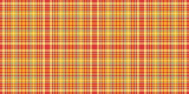 Alt doku tekstil, mevsimlik ekose desen kontrolü. Bej rengi tartan kumaş. Kırmızı ve kehribar rengi..