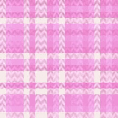 Ekose desenli tartanın arka plan tekstil dokusu kumaş kontrol vektörü pürüzsüz pembe ve beyaz renklerde.