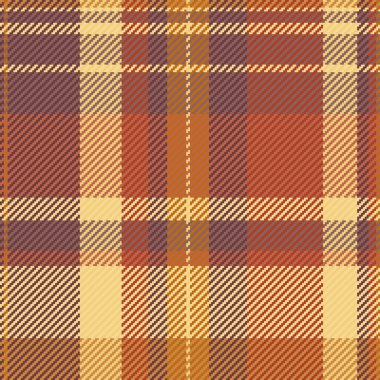 Grup desenli kumaş dokusu, ön ekose vektör pürüzsüz. Kırmızı ve kehribar renkli Noel tekstil denetimi.