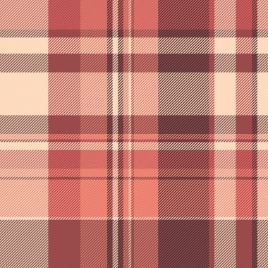 Kalıpları kontrol et ekoseli, arka plan vektör tekstilini baskıla. Mobilya kumaş dokusu, kırmızı ve şeftali kabarık renklerle dikişsiz tartan..