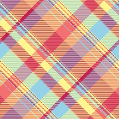 Karalama tekstil desenli vektör, yorgan tartan deseni. Arkaplan ekose kumaşını kırmızı ve sarı renklere yerleştir.