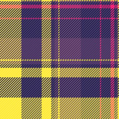 Poster arkaplan dokusu vektörü, yorgan kaplı tartan desenli tekstil. Düğümsüz ekoseli kumaş, sarı ve çivit rengi..