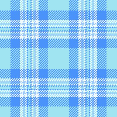 İnce, pürüzsüz vektör kontrolü, kumaş desenli tartan. Mavi ve cyan renklerinde doğal arka plan ekoseli tekstil dokusu.