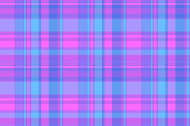 İş şablonu ekoseli, çıplak, pürüzsüz doku kontrolü. Erkek arkaplan kumaşı mor ve cyan renklerinde..
