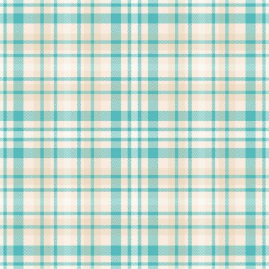 Işık ve gök mavisi renklerinde tekstil arkaplan kumaşına sahip desen desenli tartanın vektör kontrolü.