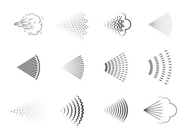 Su başlığı buharı, parfüm deodorantı, grafiti sanat boyası için sprey ikonlar ya da hava fırçası seti. Duş damlaları, dezenfeksiyon, temizlik..