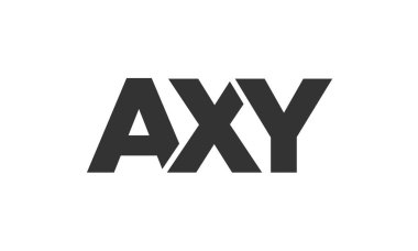 Güçlü ve modern kalın metinli AXY logo tasarım şablonu. Basit ve minimal tipografi içeren ilk tabanlı vektör logosu. Moda şirket kimliği.