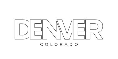 Denver, Colorado, USA typography slogan design. America logo with graphic city lettering for print and web products.
