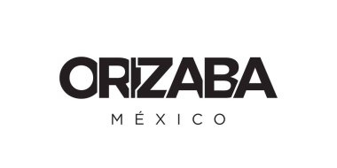 Orizaba in the Mexico emblem for print and web. Design features geometric style, vector illustration with bold typography in modern font. Graphic slogan lettering isolated on white background. clipart