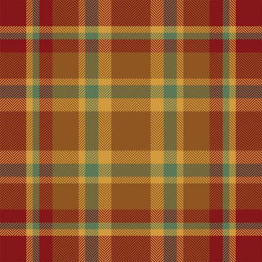 Ekose kontrol deseni turuncu ve kırmızı renklerde. Kusursuz kumaş dokusu. Tartan tekstil baskı tasarımı.