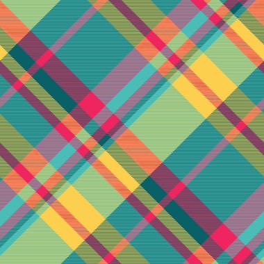 İşaretsiz vektörün tekstil ekoseli, mavi ve cyan renklerinde tartan arkaplan kumaşı..