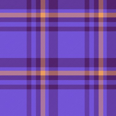 Uzunluk doku kontrolü, pürüzsüz vektör deseni. Çivit ve mor renkli soğuk kumaş kumaş ekose kumaş..