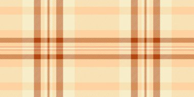 Hasat şablon vektörünü, çizgili doku arka plan kumaşını kontrol et. Turuncu ve açık renkli ekose ekose kumaş yazdırılıyor.