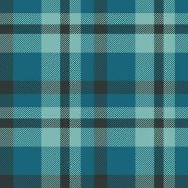 Tekstil deseninin ekose arkaplan vektörü, dikişsiz tartan kumaş dokusuna sahip, siyan ve deniz mavisi renklerinde..
