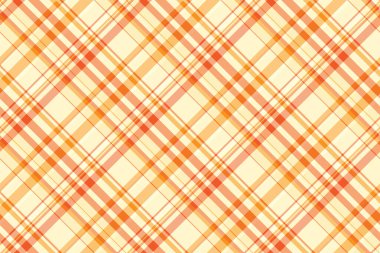 Tartan vektörünün ekose arka plan kumaşı, turuncu ve kehribar rengi tekstil dokuma kontrolüyle kusursuz..