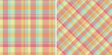 Gökkuşağı renklerinde ayarlanmış kusursuz bir tekstil vektör ekoseli desen kontrol arkaplanı kumaş tartan dokusu.