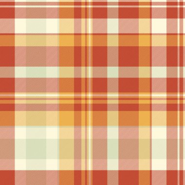 Ekosesiz kumaşın arka plan tartan dokusu ve kırmızı ve mısır ipeği renklerinde tekstil denetim vektörü deseni.