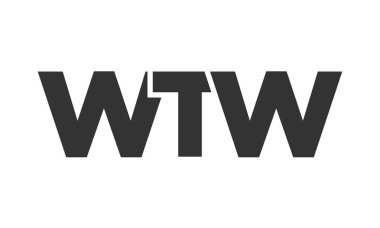 WTW logo tasarım şablonu güçlü ve modern kalın metinlerle. Basit ve minimal tipografi içeren ilk tabanlı vektör logosu. Moda şirket kimliği.