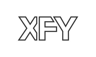 Güçlü ve modern kalın metinli XFY logo tasarım şablonu. Basit ve minimal tipografi içeren ilk tabanlı vektör logosu. Moda şirket kimliği.