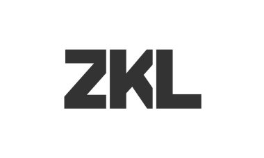 ZKL logo tasarım şablonu güçlü ve modern kalın metin ile. Basit ve minimal tipografi içeren ilk tabanlı vektör logosu. Moda şirket kimliği.