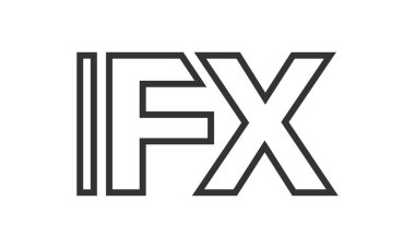 IFX logo tasarım şablonu güçlü ve modern kalın metinlerle. Basit ve minimal tipografi içeren ilk tabanlı vektör logosu. Moda şirket kimliği.