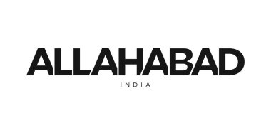 Allahabad in the India emblem for print and web. Design features geometric style, vector illustration with bold typography in modern font. Graphic slogan lettering isolated on white background. clipart