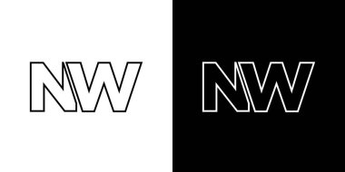 Trendy letter N and W, NW logo design template. Minimal monogram initial based logotype for company identity. clipart