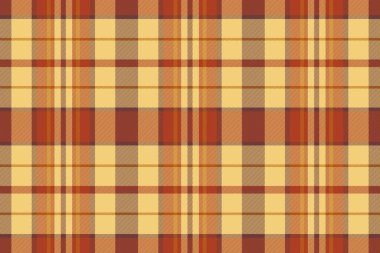 Kırmızı ve kehribar renklerinde tekstil dikişsiz arkaplan kontrollü kumaşın desen vektör tartanı.