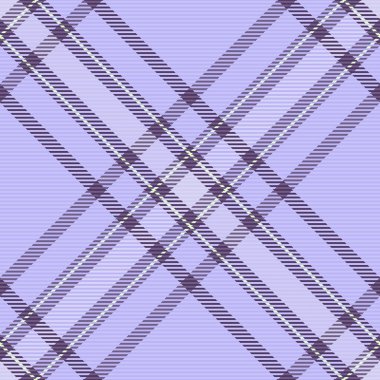 Tebrik şablonu ekose vektörü, hipster kusursuz arka plan dokusu. Erkek tekstil kumaş tartını açık ve mor renkte kontrol et.