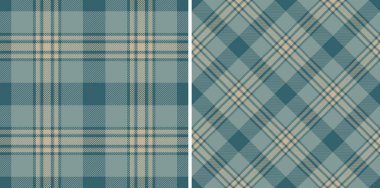Kalıpsal tekstil dokusunun kumaş vektör kontrolü ve deniz renklerinde ekosesiz ekoseli arkaplan.