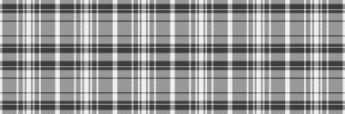 Fikir kumaşı, dikişsiz tekstil, sakin tartan desenli ekose. Makara vektör arkaplan dokusunu beyaz ve gri renkte kontrol et.