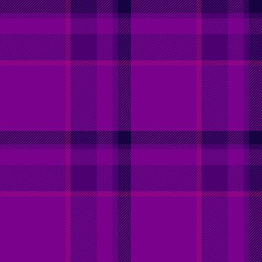 Kumaşsız arkaplanın vektör tekstilini mor ve koyu renkli ekose desenli kumaş deseniyle kontrol et.