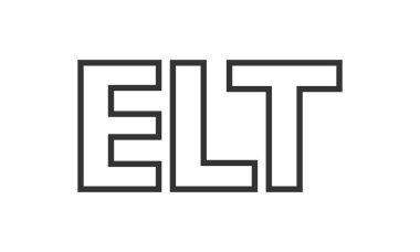 Güçlü ve modern kalın metinli ELT logo tasarım şablonu. Basit ve minimal tipografi içeren ilk tabanlı vektör logosu. Moda şirket kimliği.