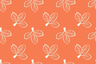 El çizimi çiçek desenli vektör tasarımı. Bitki ve yaprak ile basit bir süs. Kumaş baskı kumaşı.