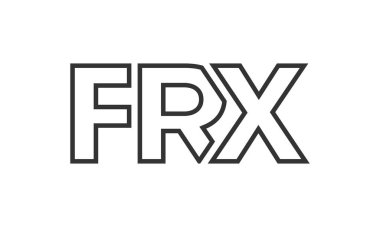 Güçlü ve modern kalın metinli FRX logo tasarım şablonu. Basit ve minimal tipografi içeren ilk tabanlı vektör logosu. Moda şirket kimliği.