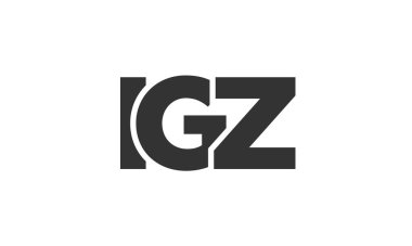 IGZ logo tasarım şablonu güçlü ve modern kalın metin ile. Basit ve minimal tipografi içeren ilk tabanlı vektör logosu. Moda şirket kimliği.