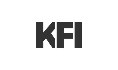 KFI logo tasarım şablonu güçlü ve modern kalın metin ile. Basit ve minimal tipografi içeren ilk tabanlı vektör logosu. Moda şirket kimliği.