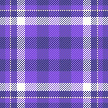 Klan kumaş kumaş kumaşı, uzunluğu dikişsiz tartan vektörü. Çivit ve menekşe renginde paçavra arkaplan dokusu kontrolü.