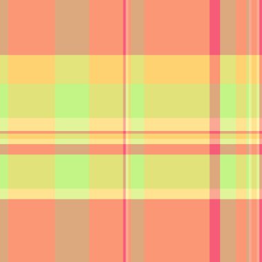 Arka plan kumaşının tekstil dikişsiz kumaşı turuncu ve limon renklerinde vektör dokusu ekoseli..