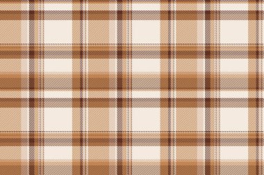 Kapalı alan kontrollü tartan, grafik arka plan vektör tekstili. Yumuşak desenli ekose kumaş deseni ışık ve turuncu renkte.