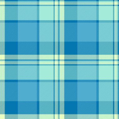 Cyan ve deniz mavisi renklerinde dikişsiz ekose vektörü olan desen kumaş dokusu tartan tekstilini kontrol et.