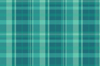 Tekstil kontrol desenli, gök mavisi ve cyan renklerinde ekose desenli vektör desenli tartanın pürüzsüz arkaplanı.