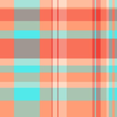 Arka plan tekstil vektörünün kumaş ekosesini pastel ve kırmızı renklerde dikişsiz desenli tartan deseniyle kontrol et.