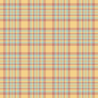 Ekose kumaş desenini açık ve turuncu renklerde kontrol ederek vektör arkaplanının dokusu pürüzsüz..