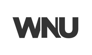 WNU logo tasarım şablonu güçlü ve modern kalın metinlerle. Basit ve minimal tipografi içeren ilk tabanlı vektör logosu. Moda şirket kimliği.